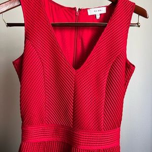 Reiss Red Fit and Flare V-neck Dress Medium